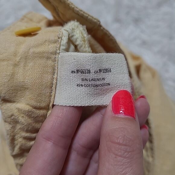 Daughters of the Liberation Yellow Linen Flare Pants Sz 4 Anthropologie Low Rise - Picture 7 of 12